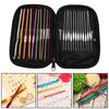22pcs Stitching Crochet Multi-colour Metal Hooks Needles Soft Handle DIY Craft Handmade with Black Packet Knitting Tool