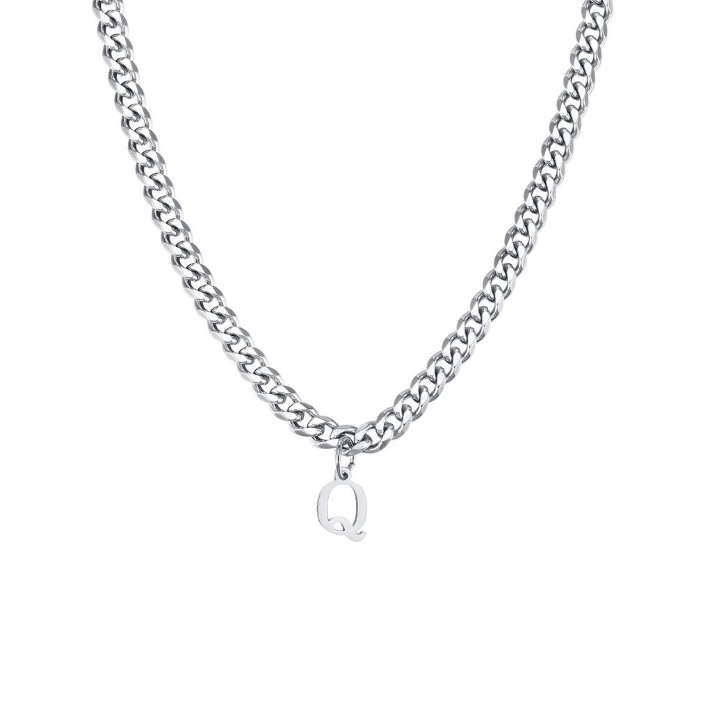 Xiaomi Vnox Simple A-Z Letter Necklace for Men Women, Waterproof Stainless Steel Cuban Chain Necklace, Jewelry Gift for Him