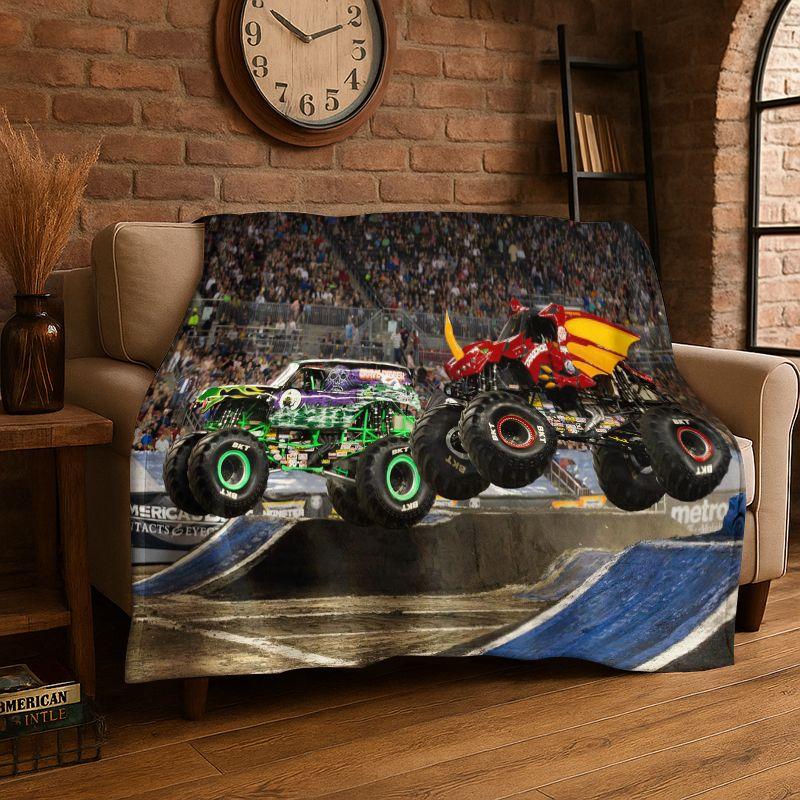Cartoon Monster Truck Monster Jam Soft Flannel Throw Blanket,Warm Cozy Blanket for Bed,Couch,Sofa,Bedroom,Living Room,Travel