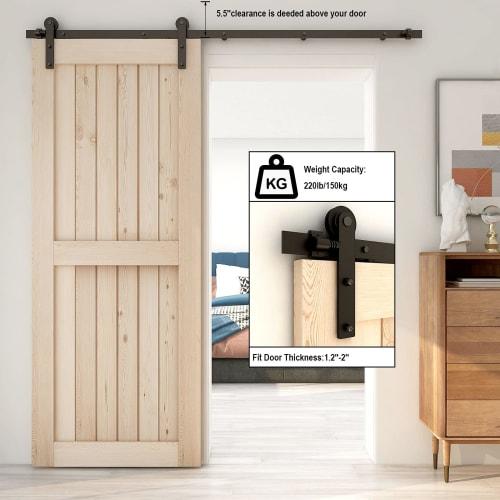 CCJH 5FT/1.53m Retro Steel Sliding Door Rail, Hanging Door Rail Hardware for DIY Sliding Doors, Single Wooden Barn Doors