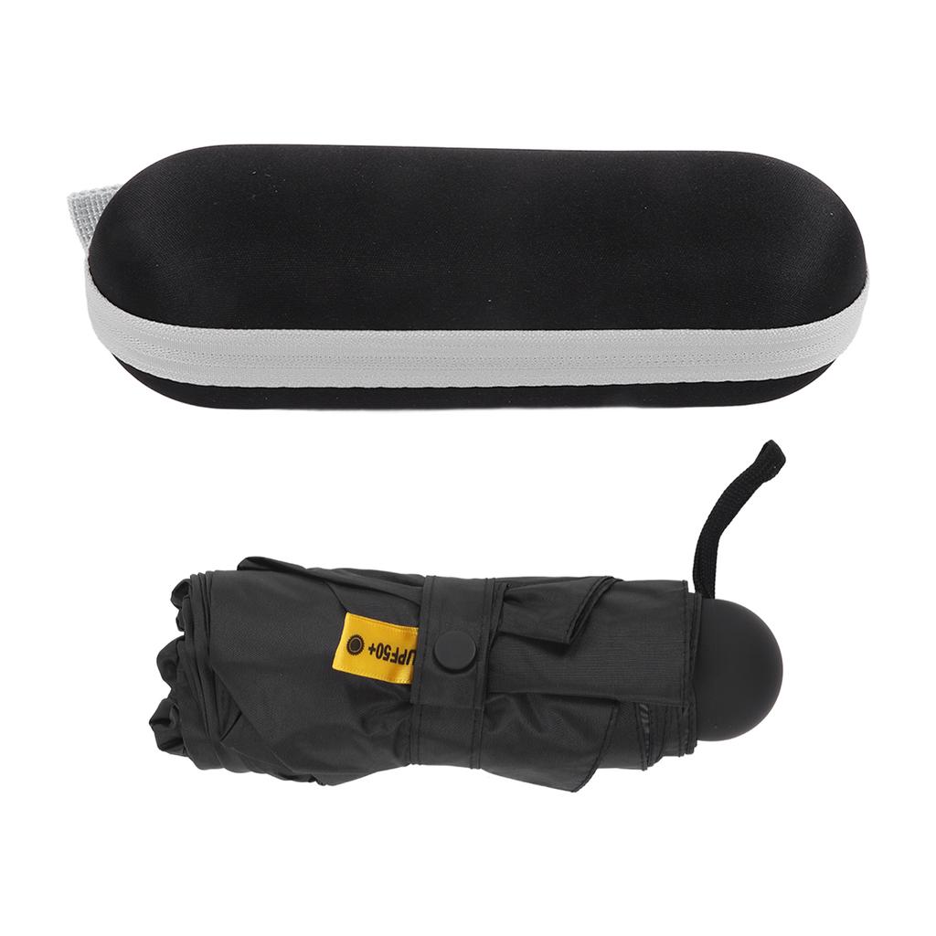 Travel Umbrella Sun Rain 5 Folding UV Protection Present Portable with Box for Men Women Black