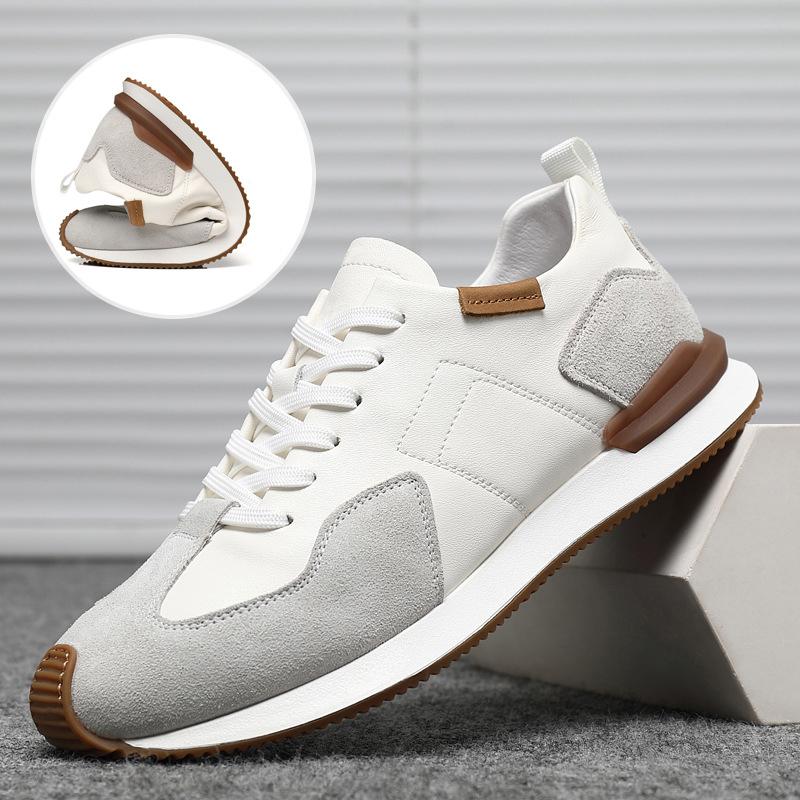 Fashion New Men's Designer Suede Leather Mixed Lace Up Running Shoes Male Causal Flats Moccasins Sports Walking Sneakers Zapatos Hombre