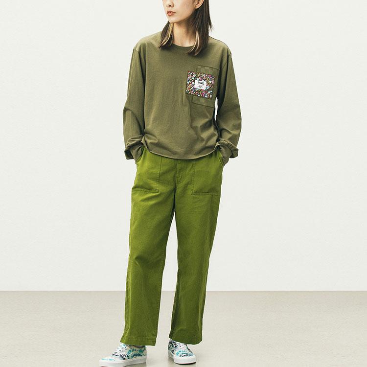 Vans X Liberty Fabrics Floral Print Long Sleeve T-Shirt Women Tops Green VN0A5JNXZEA