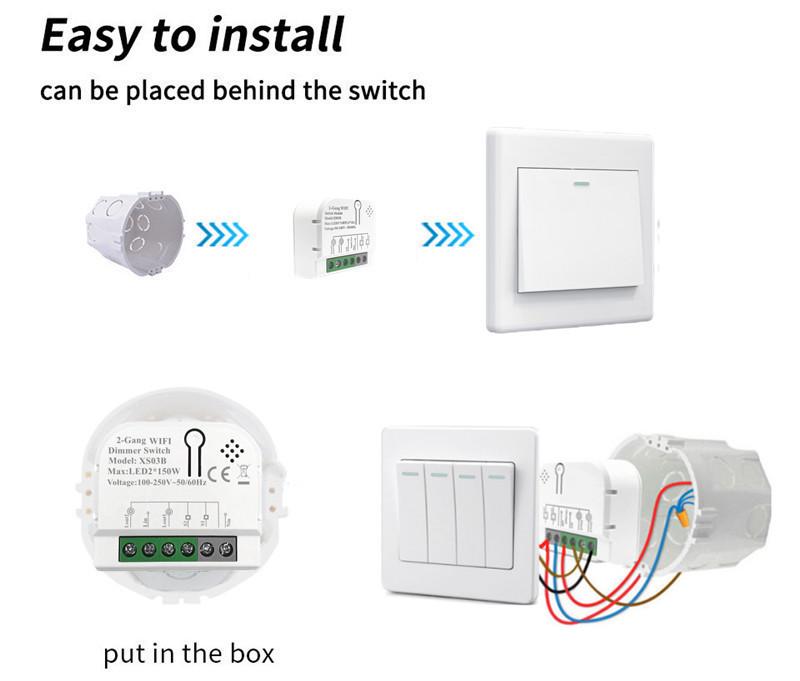 Tuya Smart WiFi Dimmer Switch with Voice Control and 2-Way Mini Dimming Module