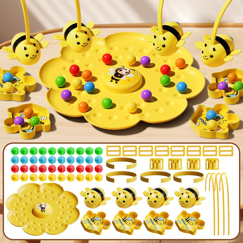 Magnetic Honey Bee Picking Beans Game Puzzle Bean Finshing Party Games Parent Child Interactive Toy for Kids Christmas Gift