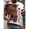 Black White Horse Graphic 3d Full Print T-shirt For Men Fashion Short Sleeve Crew Neck Tshirt Casual Summer Oversized Top
