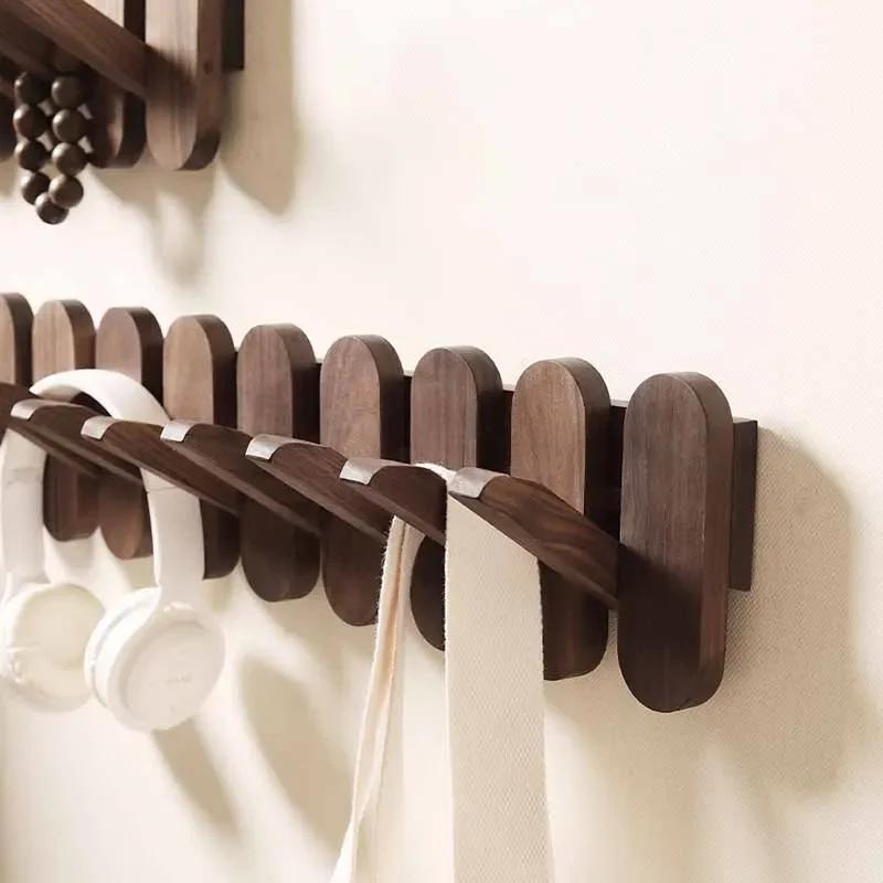 Creative Luxury Wall Coat Rack Walnut Wood Clothes Dress Hanger Hooks Backpack Coat Pants Interior Furniture Bedroom Clothing St