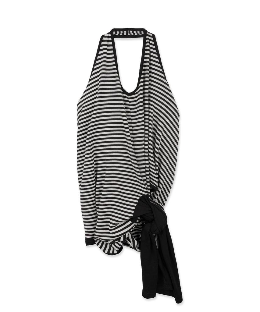 Holpeipeo Striped Six-Way Loose Top (Black)