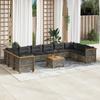 Vidaxl 11-Cz. Garden Furniture Set With Cushions, Grey Rattan Pe