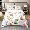Colourful Dinosaur Duvet Cover For Kids Boys Girls Cartoon Dino Comforter Cover Floral Grass Mountain Bedding Set Wild Animal