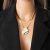 DIEYURO 316L Stainless Steel White Tiger Stripe Necklace Earrings Ring Suit For Women Girls New Party Gift Fashion Jewelry Set