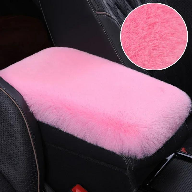Universal Soft Furry Plush Armrest Box Pads Cover Center Console Polyester Armrest Pad Cushion Winter Car Interior Accessories