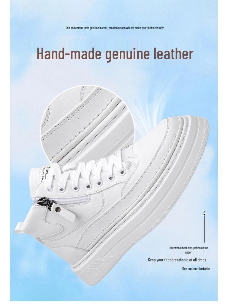 Men's Trendy High-Top Canvas Sneakers - Thick Sole, Zipper, College Style, Youth Casual Shoes