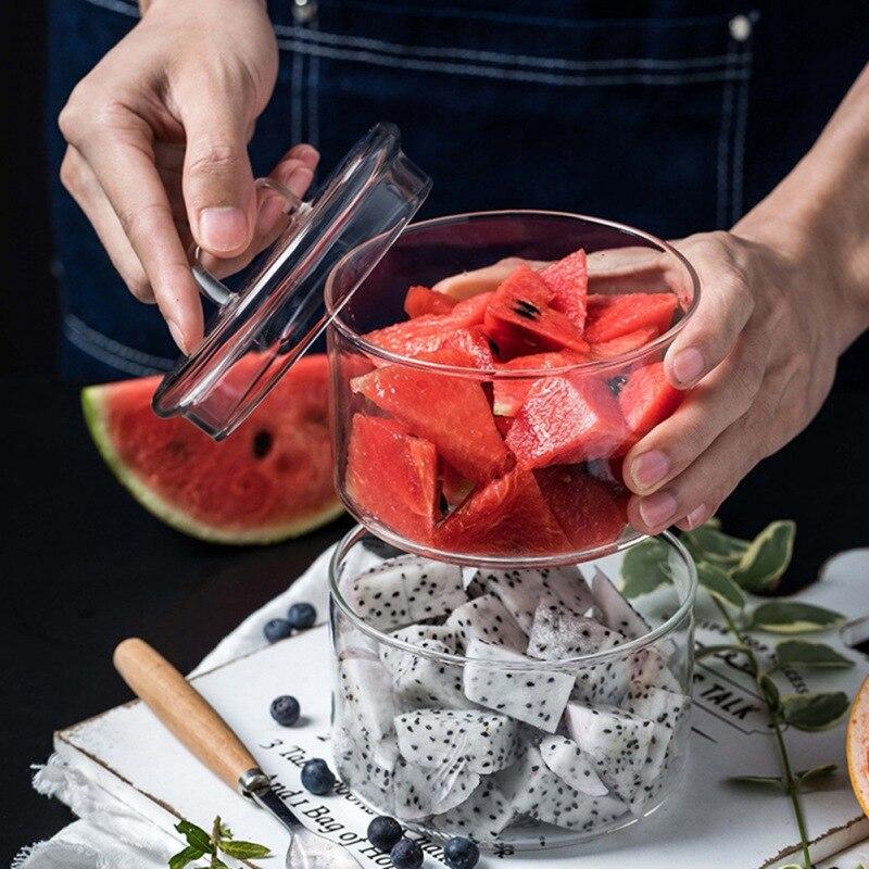 Enkel Salatskål i Glass Gjennomsiktig Varmebestandig Frukt Dessert Oppbevaringsskål For Hjem Butikk Kjøkkenredskaper