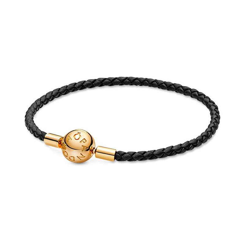 Pandora Shine single circle leather animal year lucky gold alloy bracelet for women 568777C02 золотой