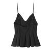 Women's Fashionable Sexy V Neck Solid Color Suspender Button Short Top