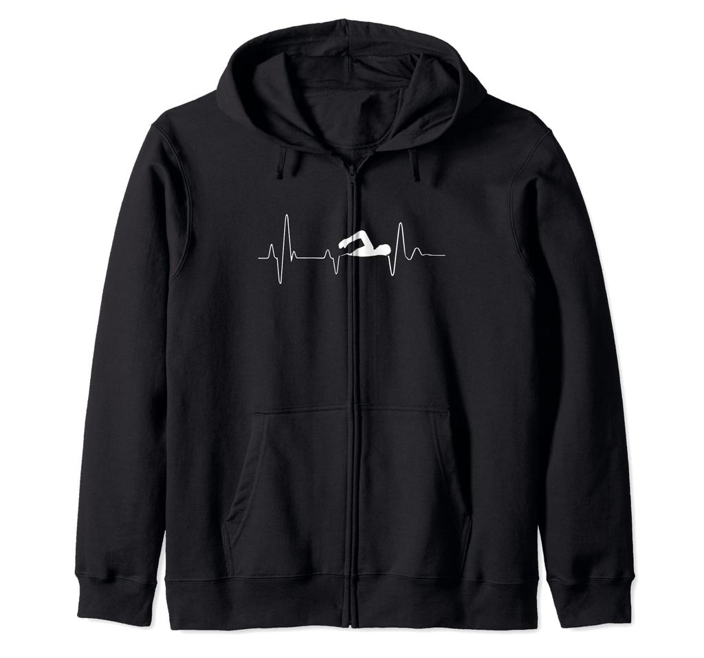 Swimming, Heart Rate Monitor, Gift for Swimmers, Zip-up Hoodie