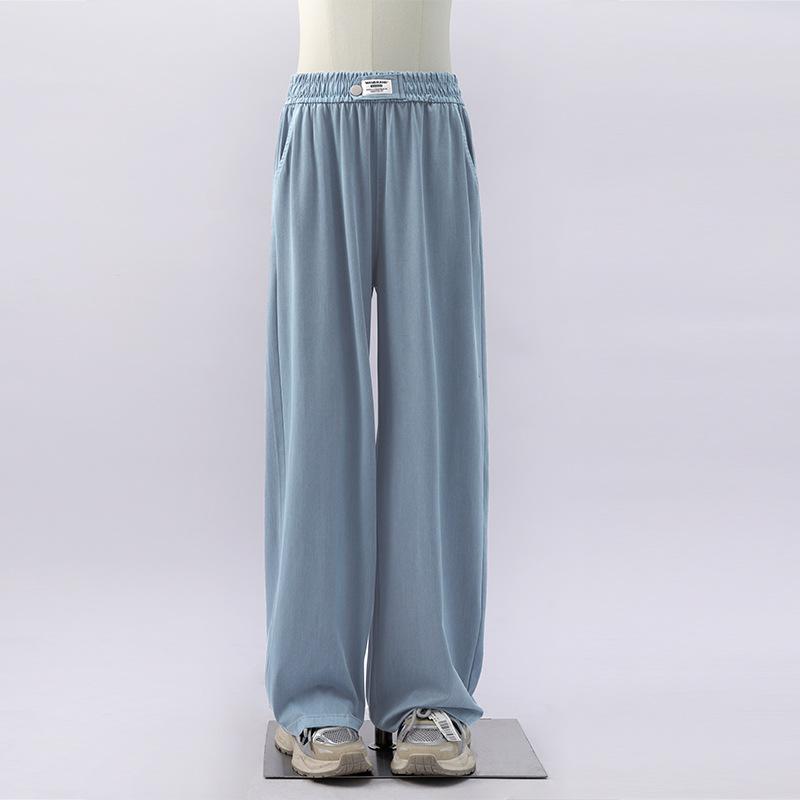 

Мешковатые джинсы для тенниса для женщин на лето тонкие большого размера свободные облегающие прямые брюки эластичная талия ледяной шелк прохладные брюки XL