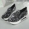 Shiny Sequin Platform Loafers for Women New Fashion Thick Sole Slip-On Sneakers Woman Lightweight Height Increasing Casual Shoes