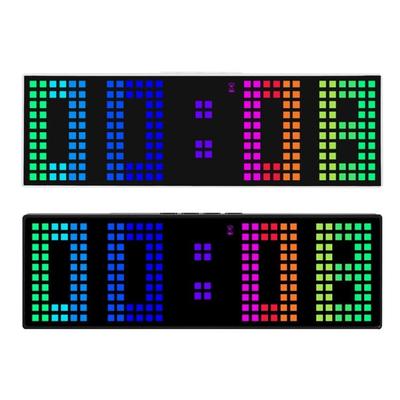 Colorful Display LED Alarm Clock Electronic Digital Clock Voice Control 12/24H 2 Alarms Countdown Wall Table Desk Clock