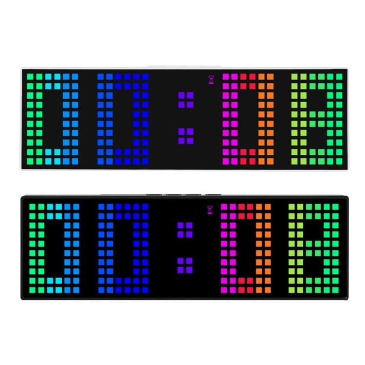 Colorful Display LED Alarm Clock Electronic Digital Clock Voice Control 12/24H 2 Alarms Countdown Wall Table Desk Clock