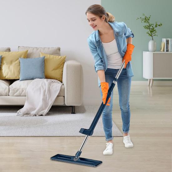 Large Flat Mop with Replacement Clothes 360 Rotation Wet Dry Cleaning Spacious Coverage Flat Mop Household Cleaning Tool