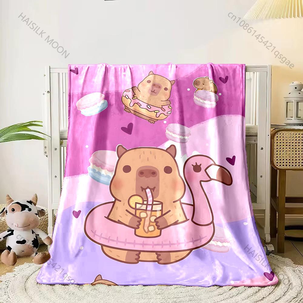 Cartoon Capybara Printed Blanket Kids Adult Blanket Soft and Warm Bedding for Bed Sofa Outdoor Travel Cover Blanket Luxury Gift