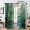 2pcs Bamboo Forest Water Printed Curtains, Designed for Light Filtering, Quality Material, Ideal for Zen-Style Home Window Decor