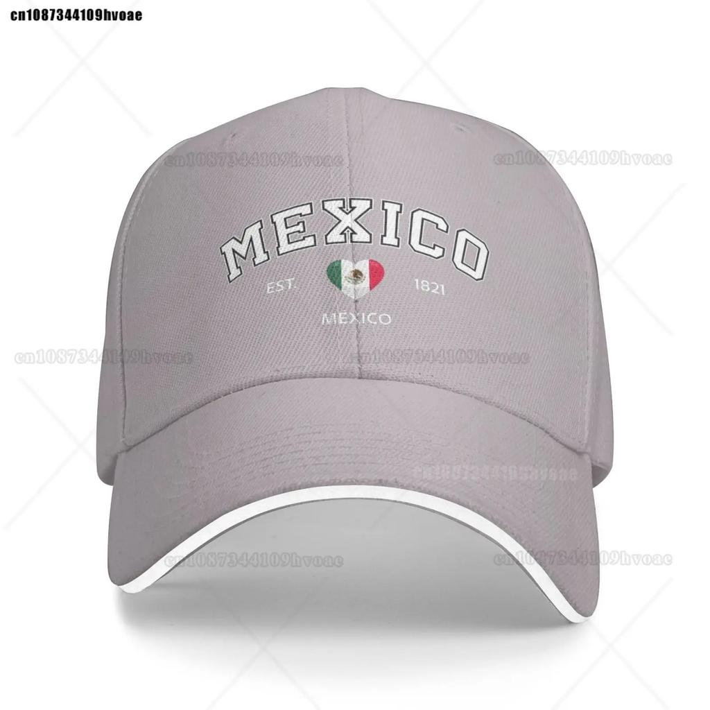 Mexico Flag Caps EST.1821 Retro Cowboy Washed Baseball Caps Female Sport Denim Sunscreen Hats Spring Summer Cap Unisex Trucker Cap