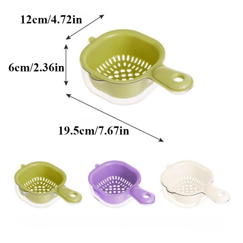 Double Drain Basket with handle,Multi-purpose Storage Drain Basket Household Fruit Vegetable Basket Plastic Drain Basket Acces