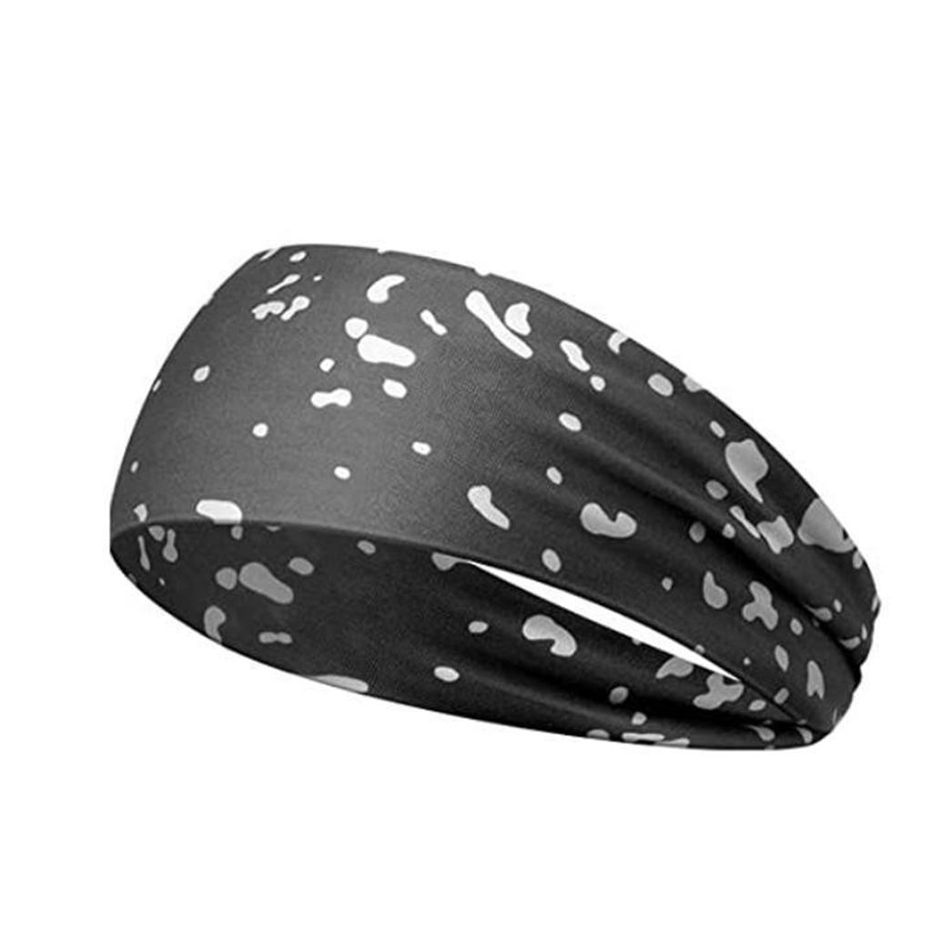 Unisex Elastic Cotton Sports Headband Sweat Absorbing Yoga Running Fitness Headwrap with Printed Pattern for Outdoor Exercise