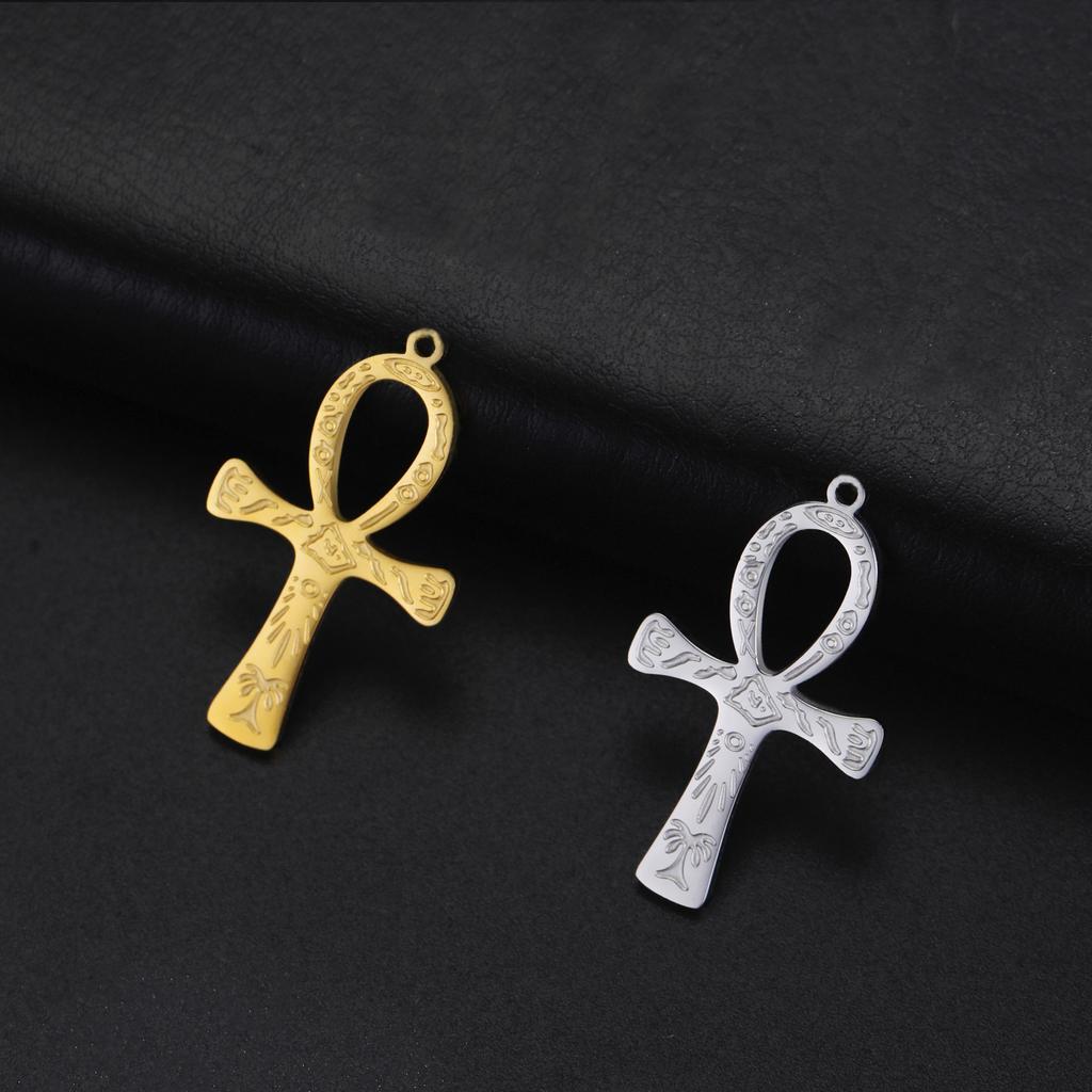 LIKGREAT Egyptian Ankh Cross Egypt Eye Pendant for Necklace Earrings Stainless Steel Eye of Horus Charms for Jewelry Making DIY