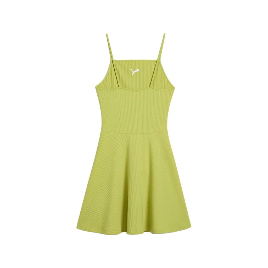 Puma Essentials Ribbed Flared Fashion Comfortable Versatile Solid Color Cami Dress Women Dresses Seaweed 630743-35