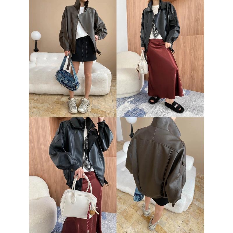 Sinan Modern Double Collar Asymmetrical Biker Leather Jacket - Early Autumn SN7087