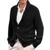 Men's Cardigan Sweater with Turn-down Collar and Long Sleeves