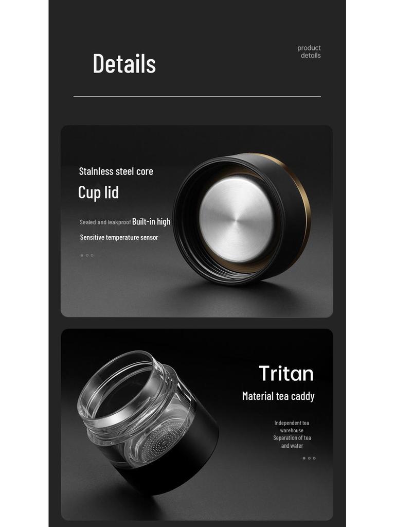 316 Stainless Steel Smart Insulated Cup with Temperature Display & Tea Infuser - Ideal Business Gift