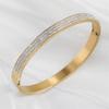 Yupsk Bracciale per Coppia in Acciaio di Titanio Zircone Lucido Intarsiato Braccialetti in Acciaio Inossidabile Colore Oro/Argento Gioielli da Donna Regalo