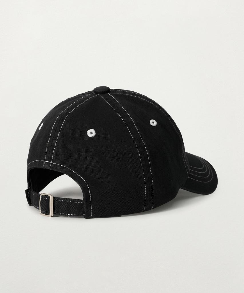 Seteo Contrast Color Stitch Dyed Ball Cap Black