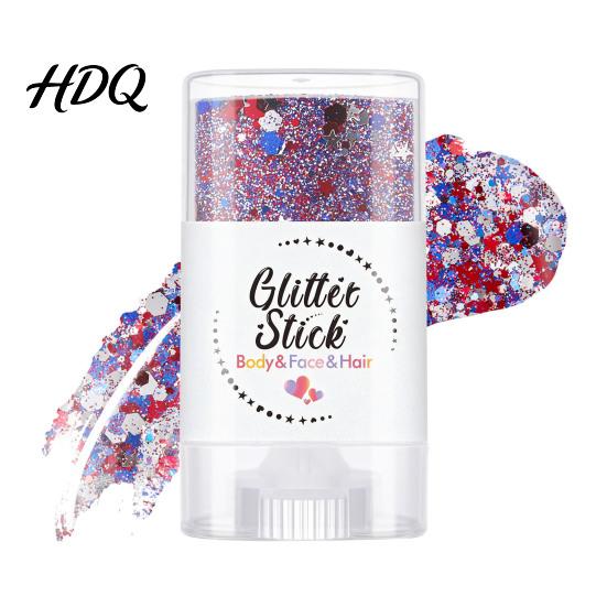 Independence Day Glitter Stick Body Stick Patriotic USA Flag Face Hair Accessories Sparkling Red White Blue Makeup for 4th of July Sequins