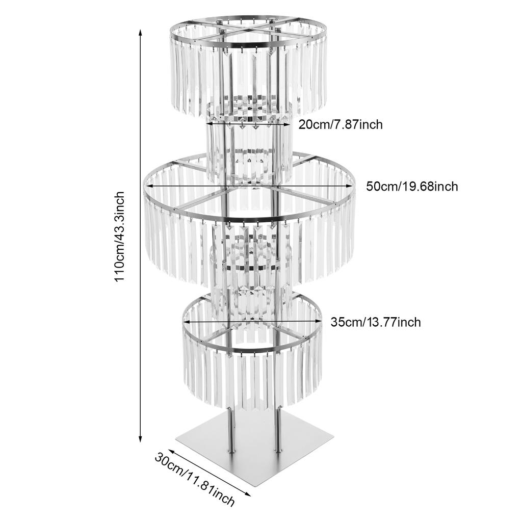 Silver Crystal Vases for Centerpieces, 47.2in Metal Pedestal Stands for Table Chandelier Centerpiece Wedding, 5 Tier Round