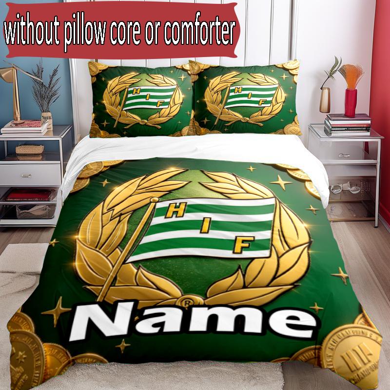 3pcs Duvet Cover Set (1*Duvet Cover + 2*Pillowcase, Without Core), Custom Name Hammarby IF Pattern Bedding Set, Home Bedroom Decor Gift