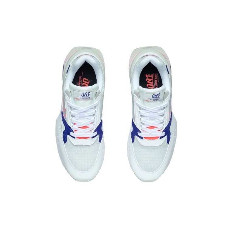 Li Ning 001 Shock Absorption Rebound Low Top Running Shoes Women Sneakers White Gray Blue AGCR184-1