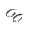 Literary Retro Turquoise Large Circle C-Shaped Earrings Women'S Bohemian Earrings High-End Niche Design Earrings