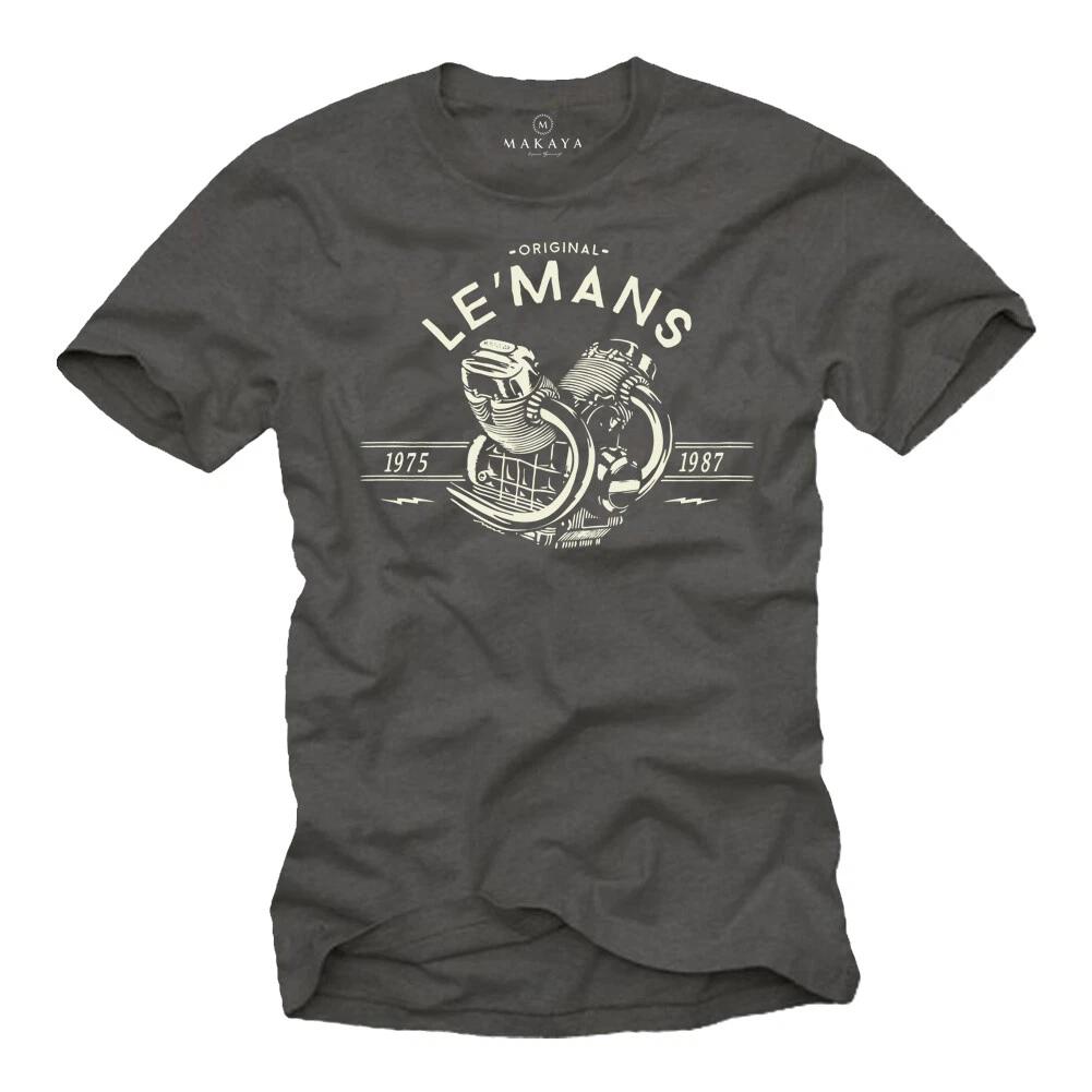 

Vintage Biker Mens T-Shirt with Le Mans Engine - Mens Custom Motorcycle Shirt- 3XL