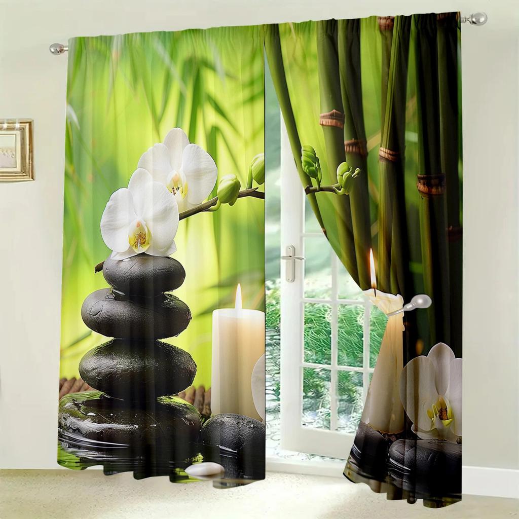 Zen Sense Printed Curtain for Home Decor - Rod Pocket Window Treatment for Bedroom   Kitchen   Living Room