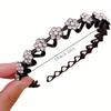 Non-slip Rhinestone Headbands Solid Wave Hairbands for Women Girls Bezel Hair Hoop Ladies Boutique Hair Accessories