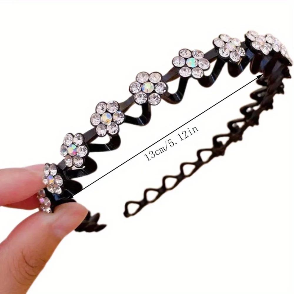 Non-slip Rhinestone Headbands Solid Wave Hairbands for Women Girls Bezel Hair Hoop Ladies Boutique Hair Accessories