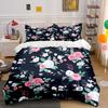 Dark Floral Pattern with Pink White Flowers Print Bedding Set 1 Duvet Cover 2 Pillowcases for Adult and Children Luxury Gift
