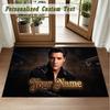 Crystal Velvet Square Rug Custom NameElvis Presley Pattern Non Slip Home Floor Decor Rug