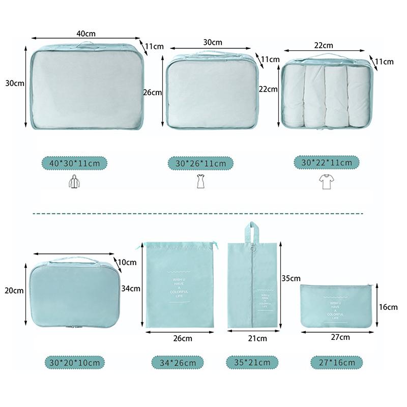 7Pcs Large Size Travel Organizer Portable Suitcase Organizer Clothes Shoes Makeup Bag Luggage Organizer Travel Storage Bag